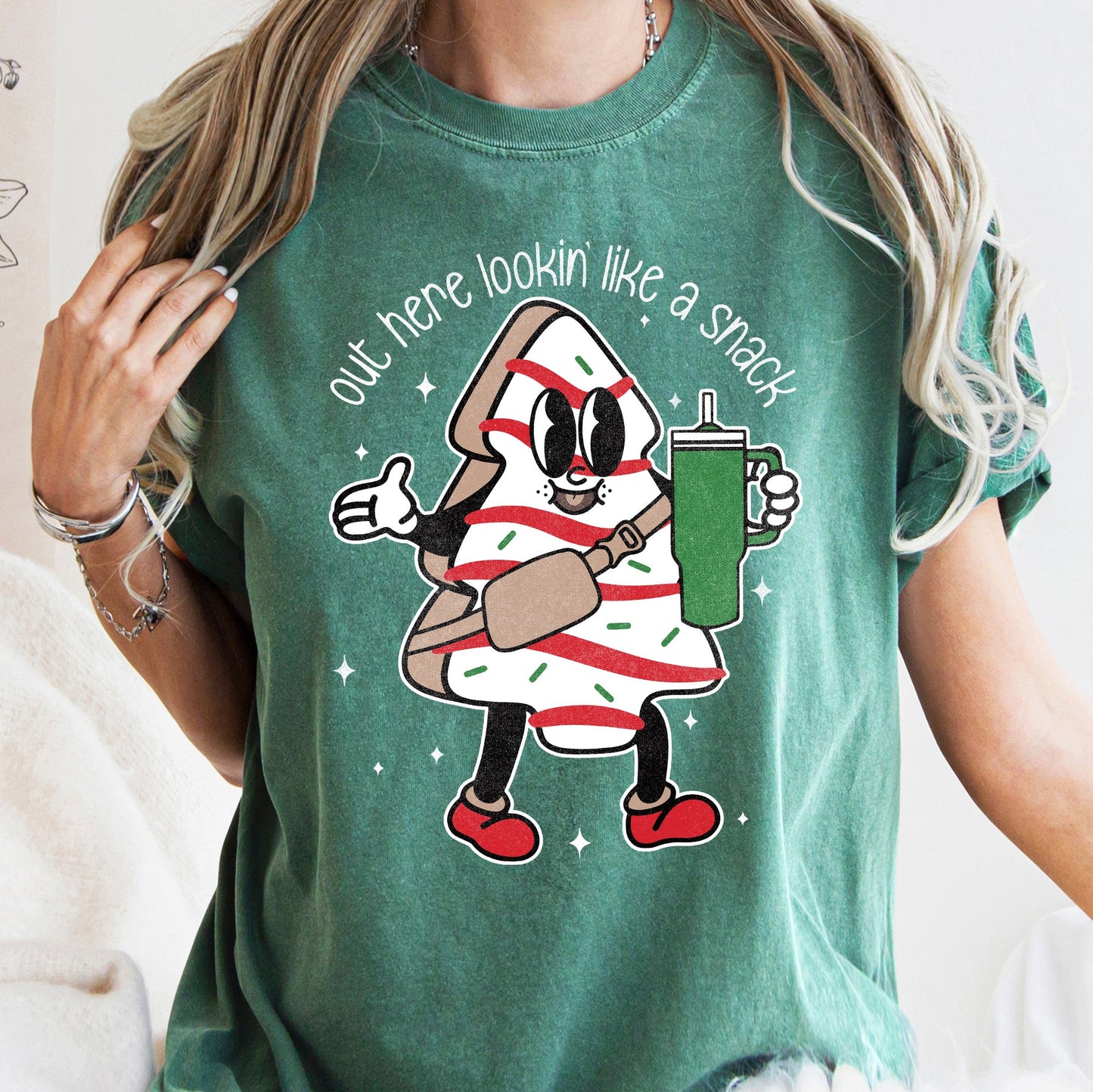 Out Here Looking Like A Snack, Christmas Tree, Little Debbie, Bougie, Comfort Colors Tshirt