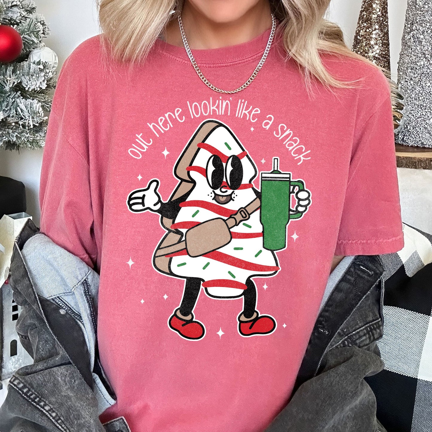 Out Here Looking Like A Snack, Christmas Tree, Little Debbie, Bougie, Comfort Colors Tshirt