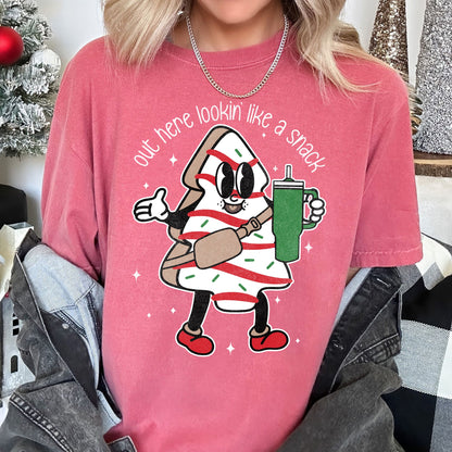 Out Here Looking Like A Snack, Christmas Tree, Little Debbie, Bougie, Comfort Colors Tshirt