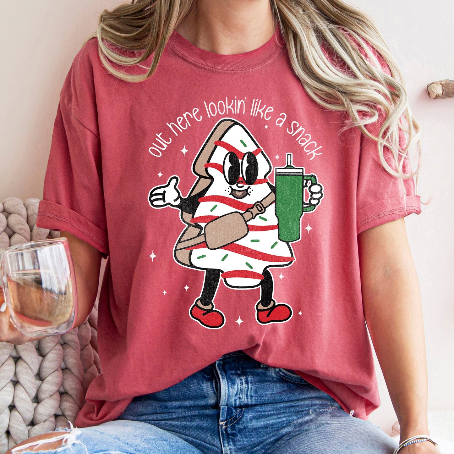 Out Here Looking Like A Snack, Christmas Tree, Little Debbie, Bougie, Comfort Colors Tshirt