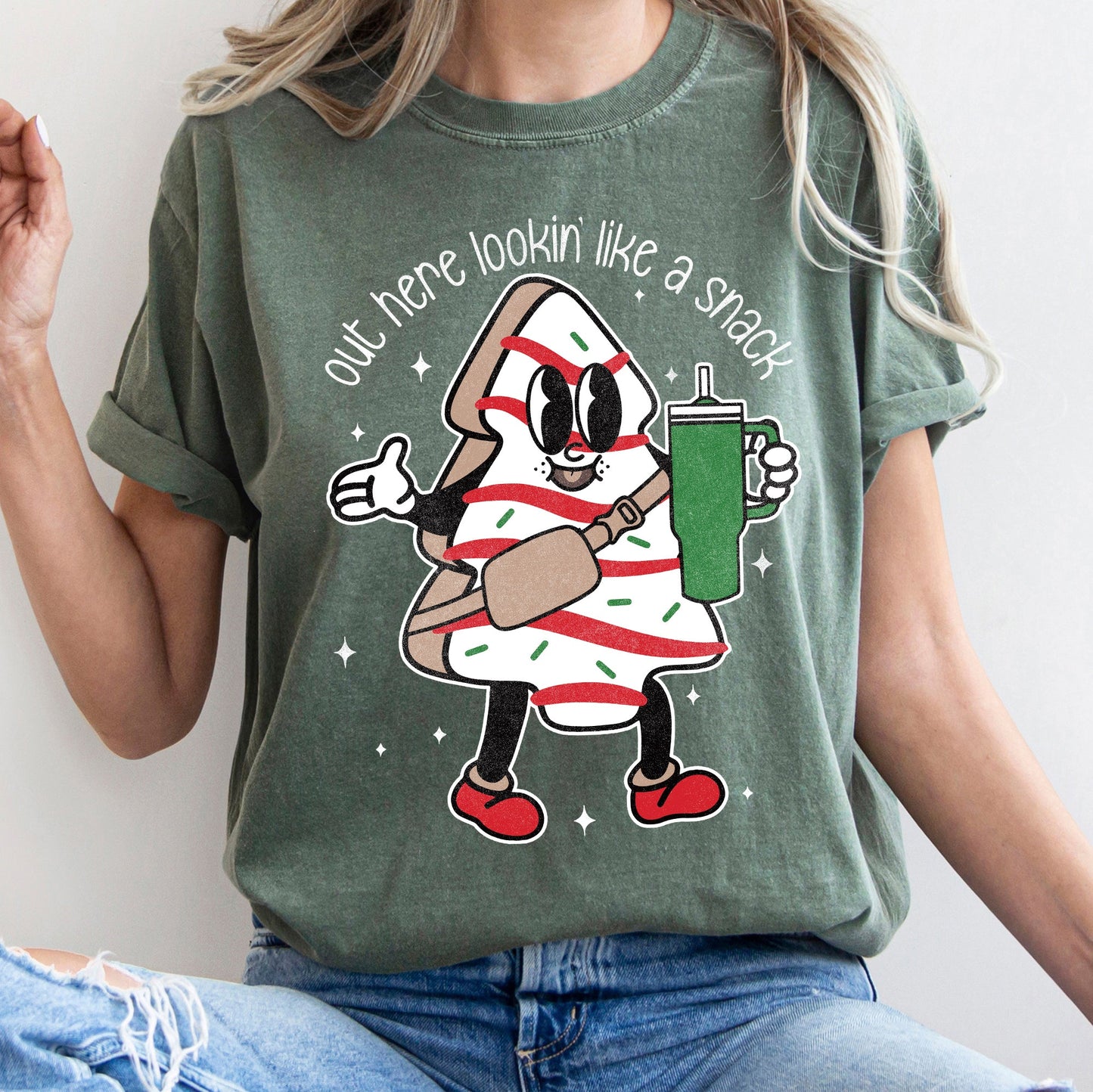 Out Here Looking Like A Snack, Christmas Tree, Little Debbie, Bougie, Comfort Colors Tshirt