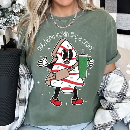 Out Here Looking Like A Snack, Christmas Tree, Little Debbie, Bougie, Comfort Colors Tshirt