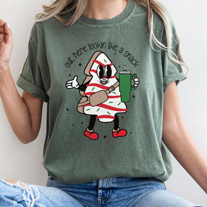 Out Here Looking Like A Snack, Christmas Tree, Little Debbie, Bougie, Comfort Colors Tshirt