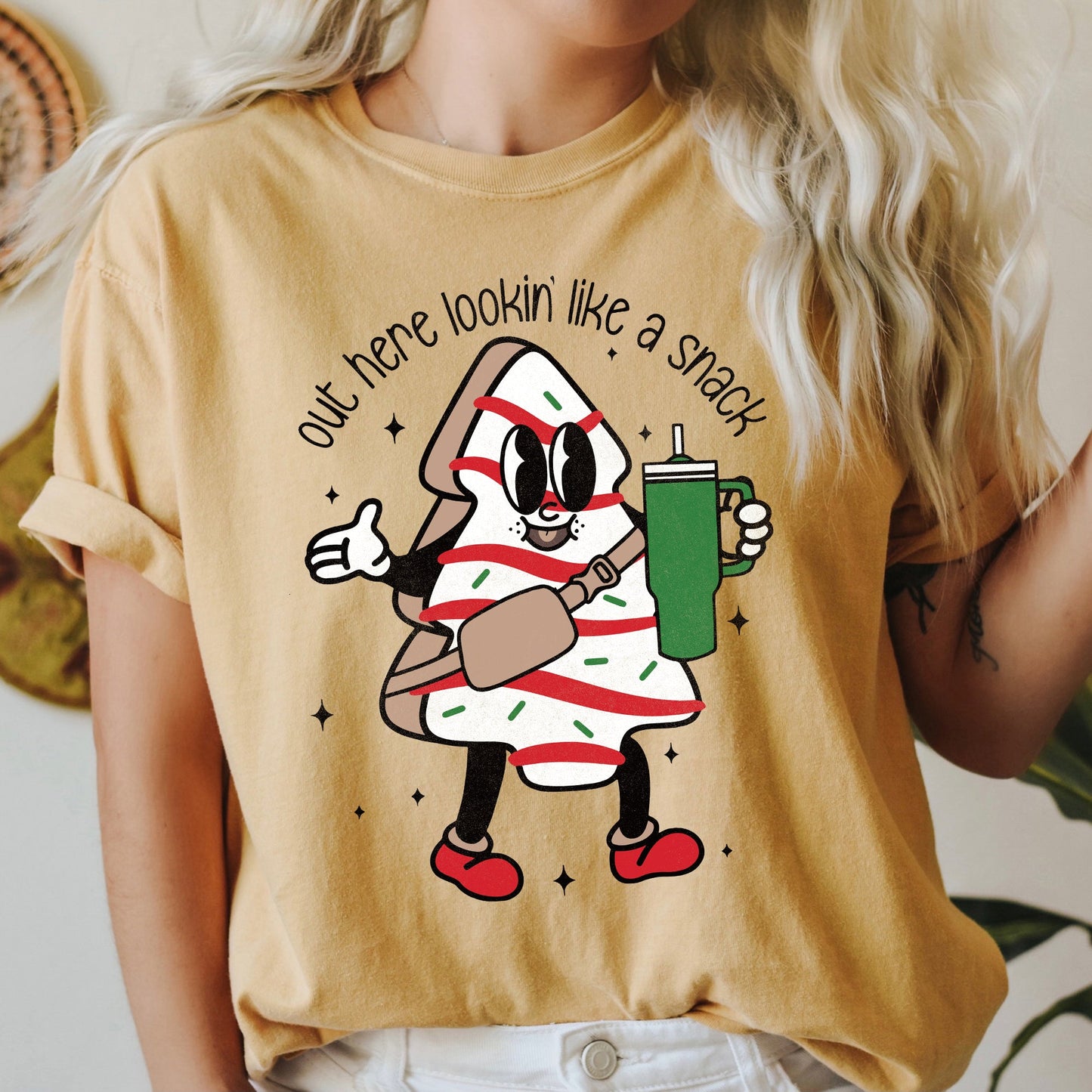 Out Here Looking Like A Snack, Christmas Tree, Little Debbie, Bougie, Comfort Colors Tshirt