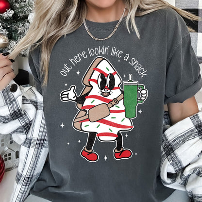 Out Here Looking Like A Snack, Christmas Tree, Little Debbie, Bougie, Comfort Colors Tshirt