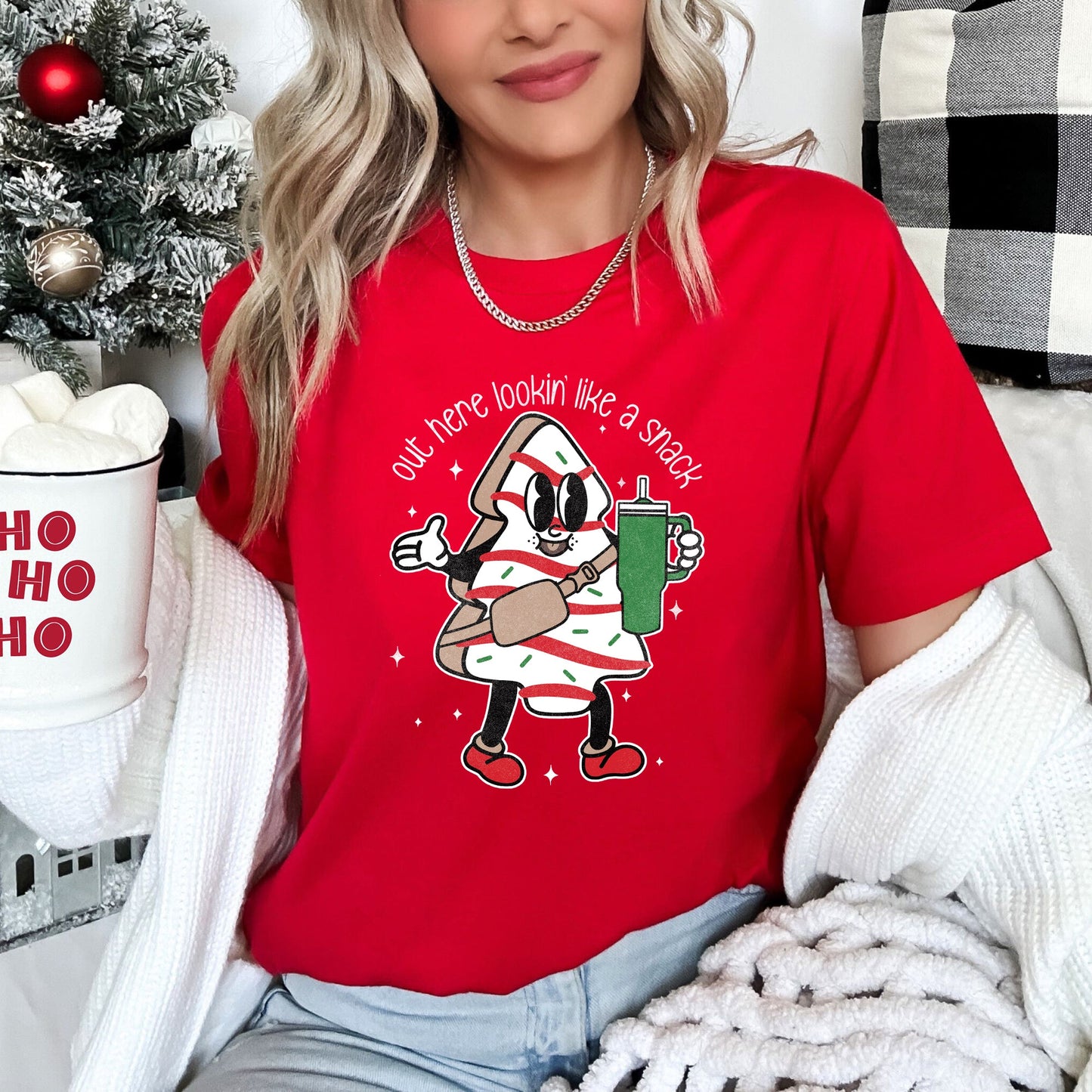 Out Here Looking Like A Snack, Christmas Tree, Little Debbie, Bougie Super Soft Tees
