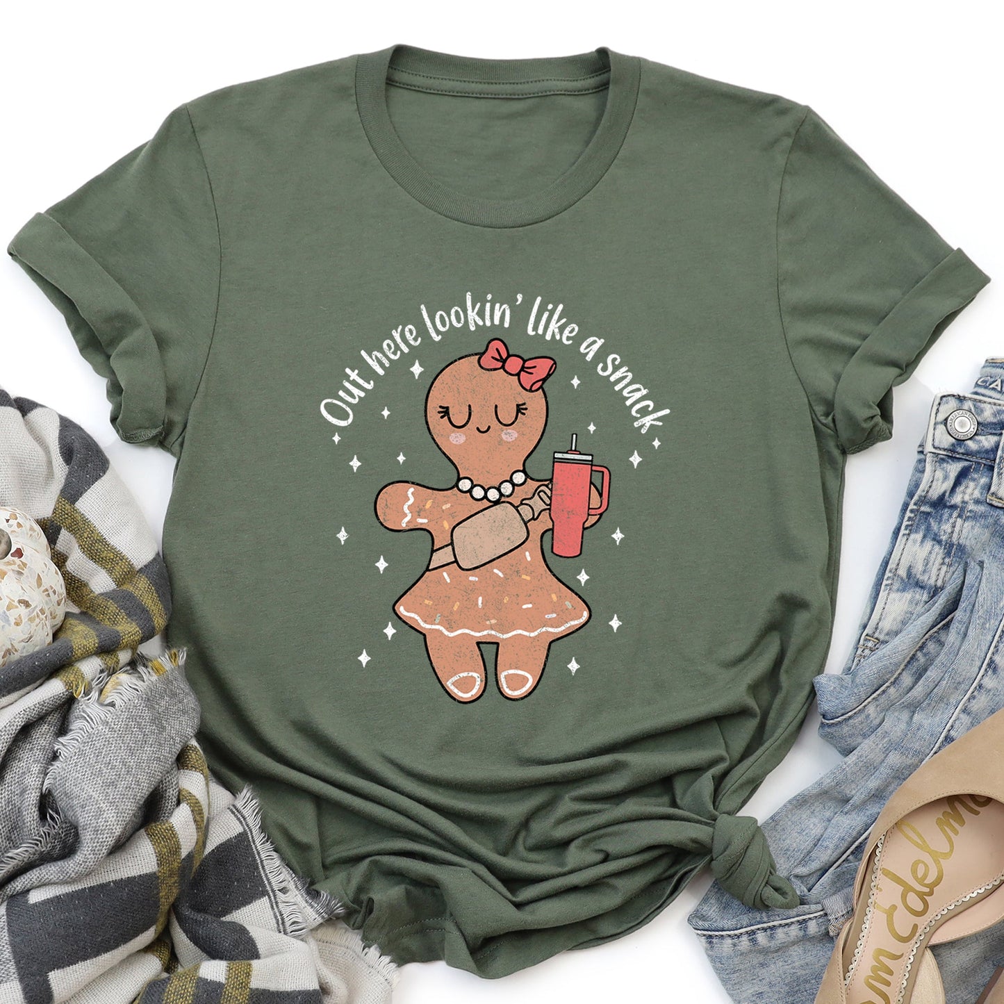 Out Here Looking Like A Snack, Gingerbread Girl, Stanley, Christmas Super Soft Tees