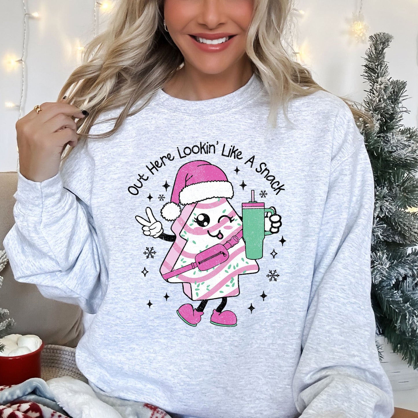 Out Here Looking Like A Snack, Pink Little Debbie, Stanley, Christmas Sweatshirt