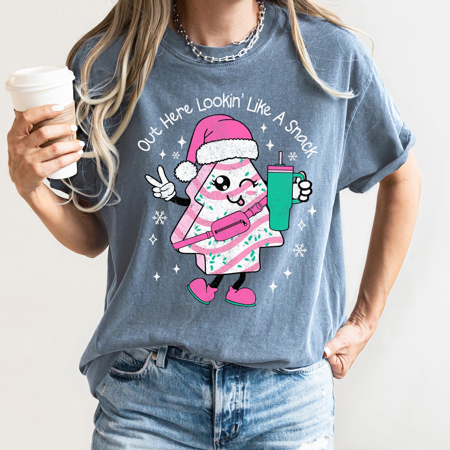 Out Here Looking Like A Snack, Pink Little Debbie, Stanley, Christmas, Comfort Colors Tshirt