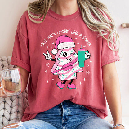 Out Here Looking Like A Snack, Pink Little Debbie, Stanley, Christmas, Comfort Colors Tshirt