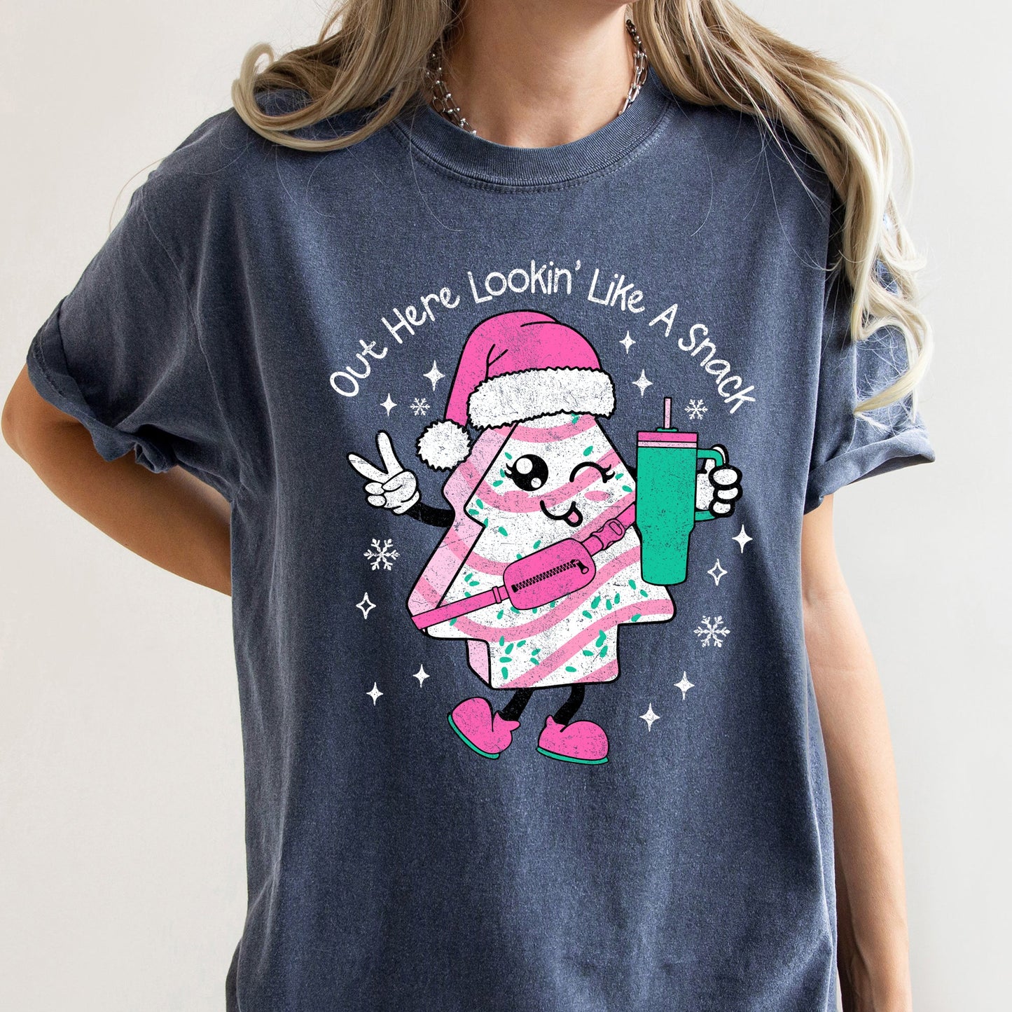 Out Here Looking Like A Snack, Pink Little Debbie, Stanley, Christmas, Comfort Colors Tshirt