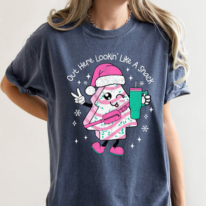 Out Here Looking Like A Snack, Pink Little Debbie, Stanley, Christmas, Comfort Colors Tshirt
