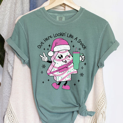 Out Here Looking Like A Snack, Pink Little Debbie, Stanley, Christmas, Comfort Colors Tshirt