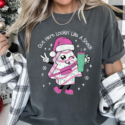 Out Here Looking Like A Snack, Pink Little Debbie, Stanley, Christmas, Comfort Colors Tshirt