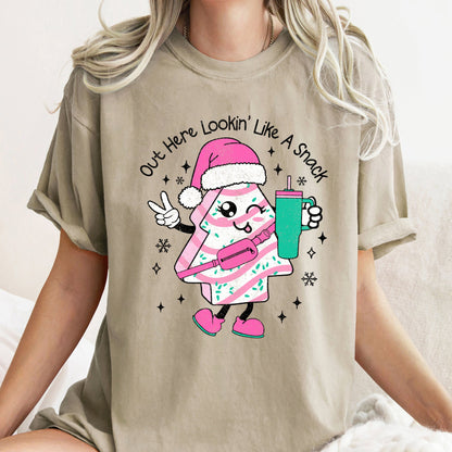 Out Here Looking Like A Snack, Pink Little Debbie, Stanley, Christmas, Comfort Colors Tshirt