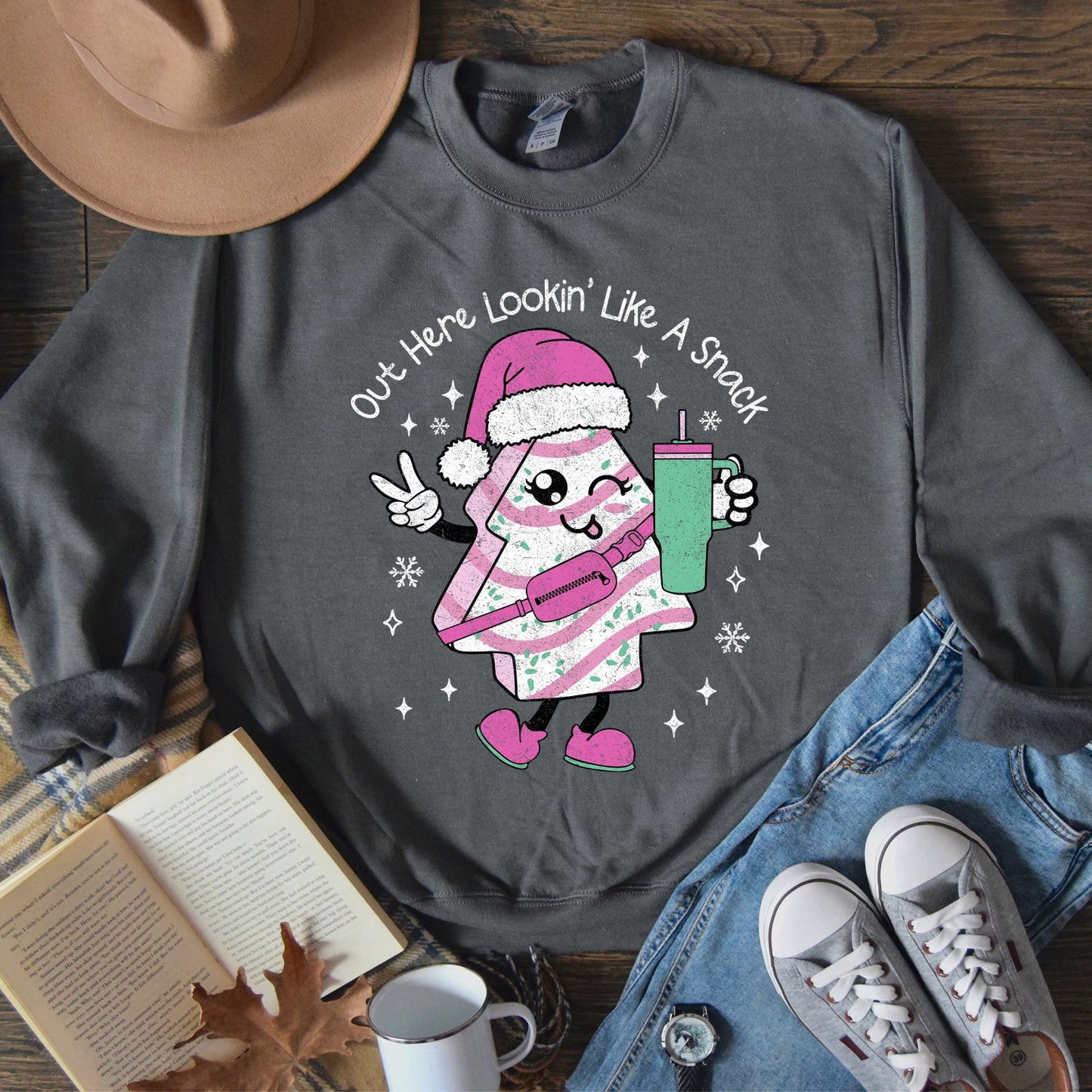 Out Here Looking Like A Snack, Pink Little Debbie, Stanley, Christmas Sweatshirt