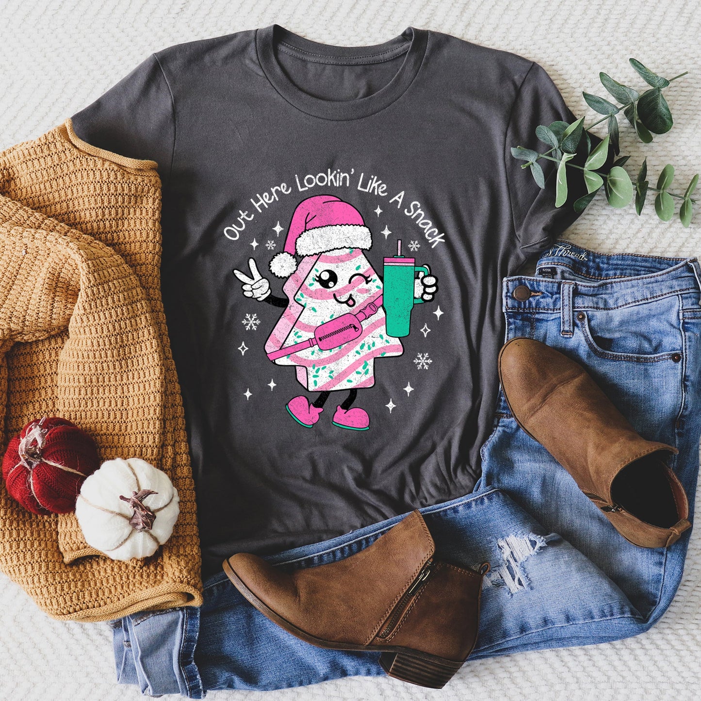 Out Here Looking Like A Snack, Pink Little Debbie, Stanley, Christmas Super Soft Tees