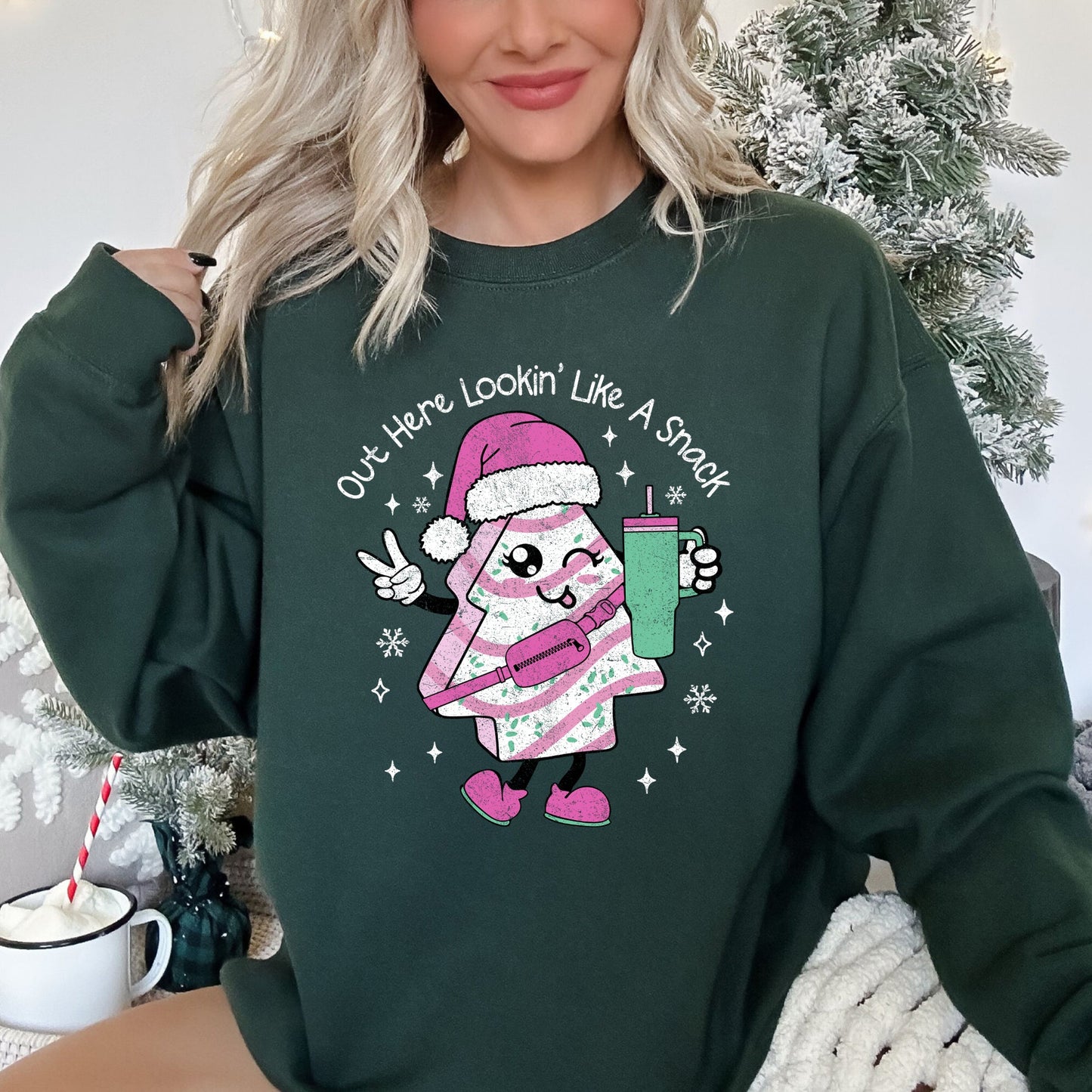 Out Here Looking Like A Snack, Pink Little Debbie, Stanley, Christmas Sweatshirt