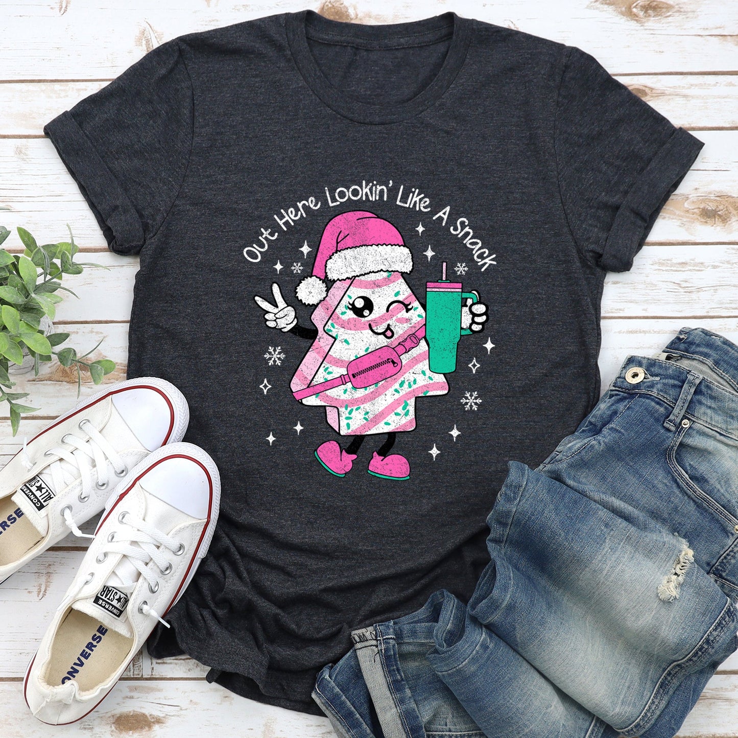 Out Here Looking Like A Snack, Pink Little Debbie, Stanley, Christmas Super Soft Tees