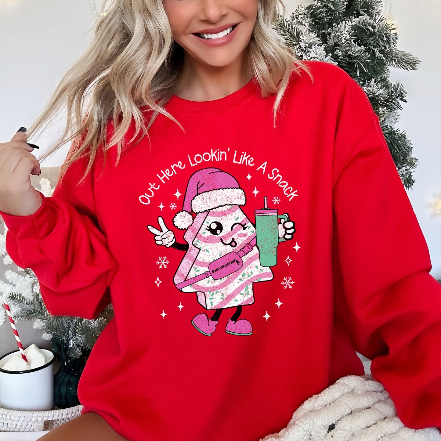 Out Here Looking Like A Snack, Pink Little Debbie, Stanley, Christmas Sweatshirt