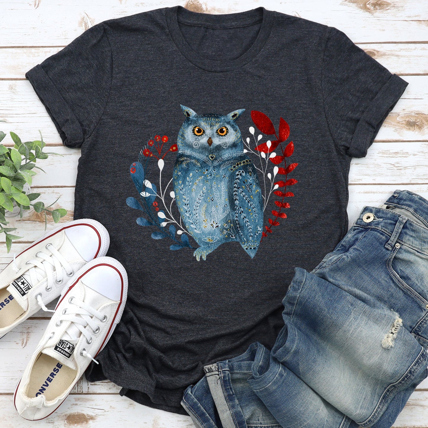 Owl, Folk Art, Scandinavian, Winter, Christmas Super Soft Tees