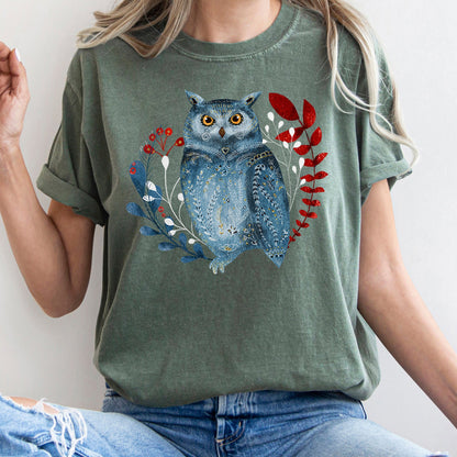Owl, Folk Art, Scandinavian, Winter, Christmas, Comfort Colors Tshirt