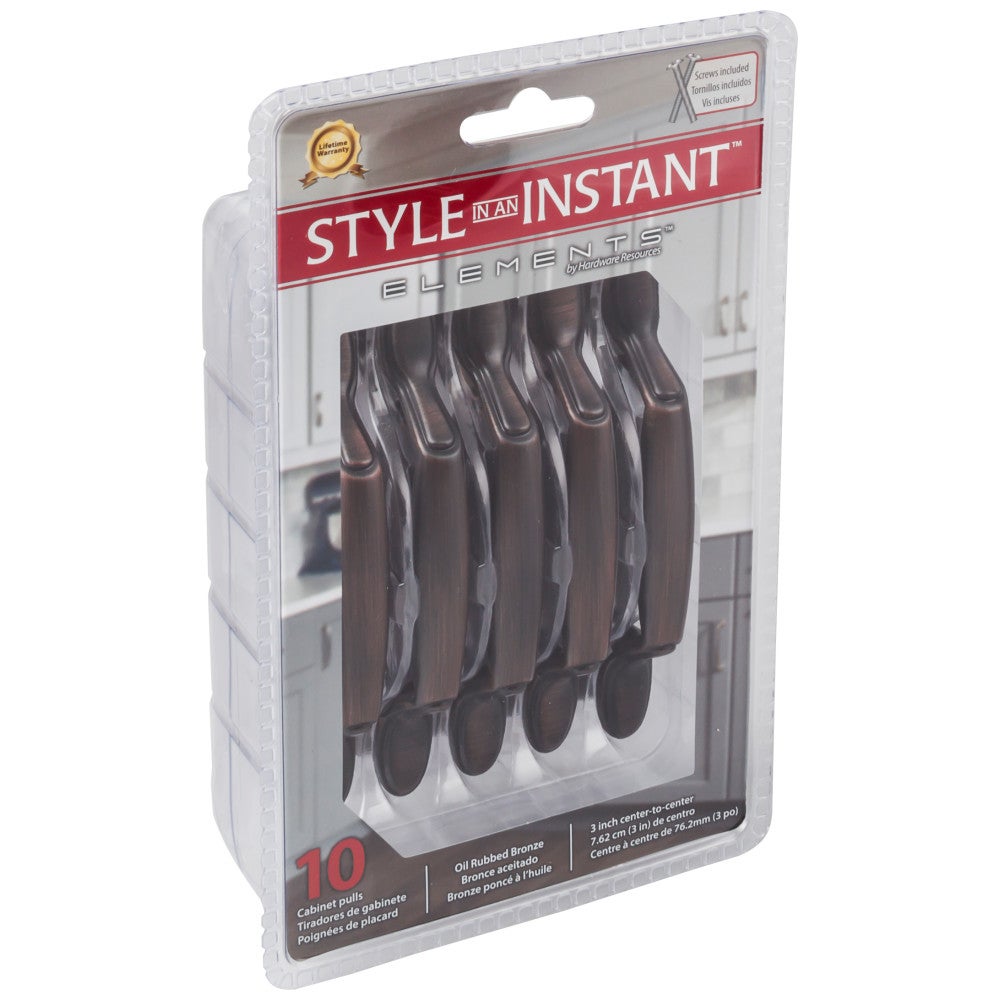 3" Center-to-Center Brushed Oil Rubbed Bronze Vienna Retail Packaged Cabinet Pull