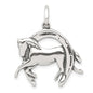 Sterling Silver Antiqued 3D Horse and Horseshoe Pendant