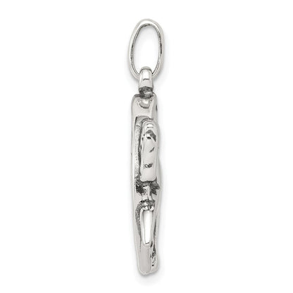 Sterling Silver Antiqued 3D Horse and Horseshoe Pendant