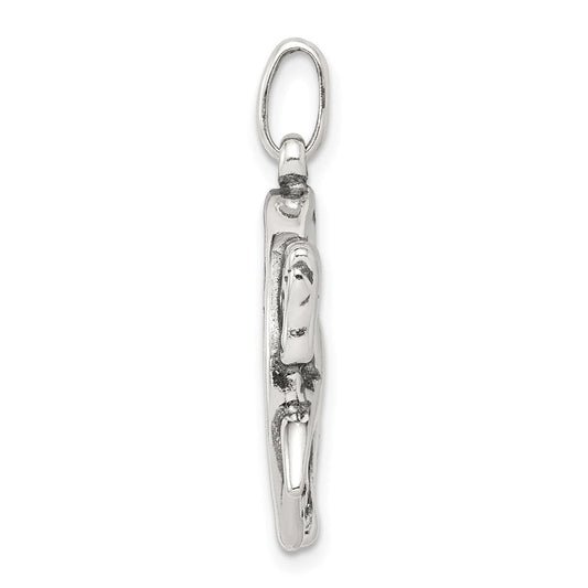 Sterling Silver Antiqued 3D Horse and Horseshoe Pendant