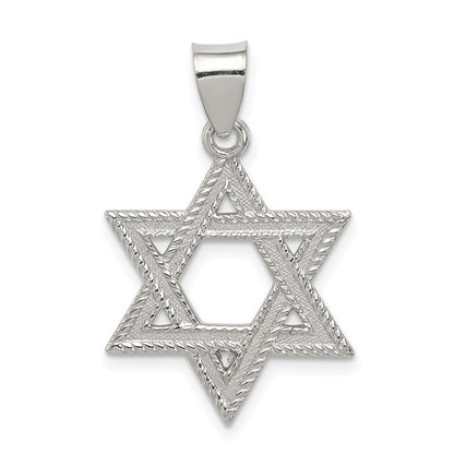 Sterling Silver Satin Textured Star of David Charm or Pendant