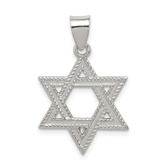 Sterling Silver Satin Textured Star of David Charm or Pendant
