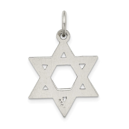 Sterling Silver Antiqued Textured Star of David Charm or Pendant