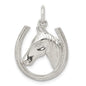 Sterling Silver Polished Horseshoe and Horse Head Pendant