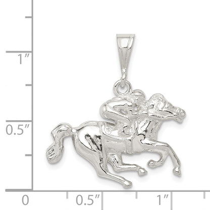 Sterling Silver Race Horse and Jockey Pendant