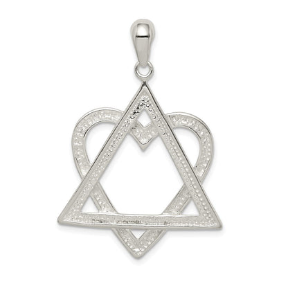 Sterling Silver Star Of David Heart Pendant, 28 x 42mm