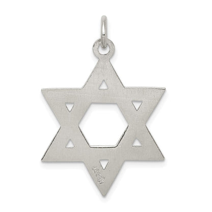 Sterling Silver Satin Textured Star of David Pendant, 22x25mm (1 Inch)