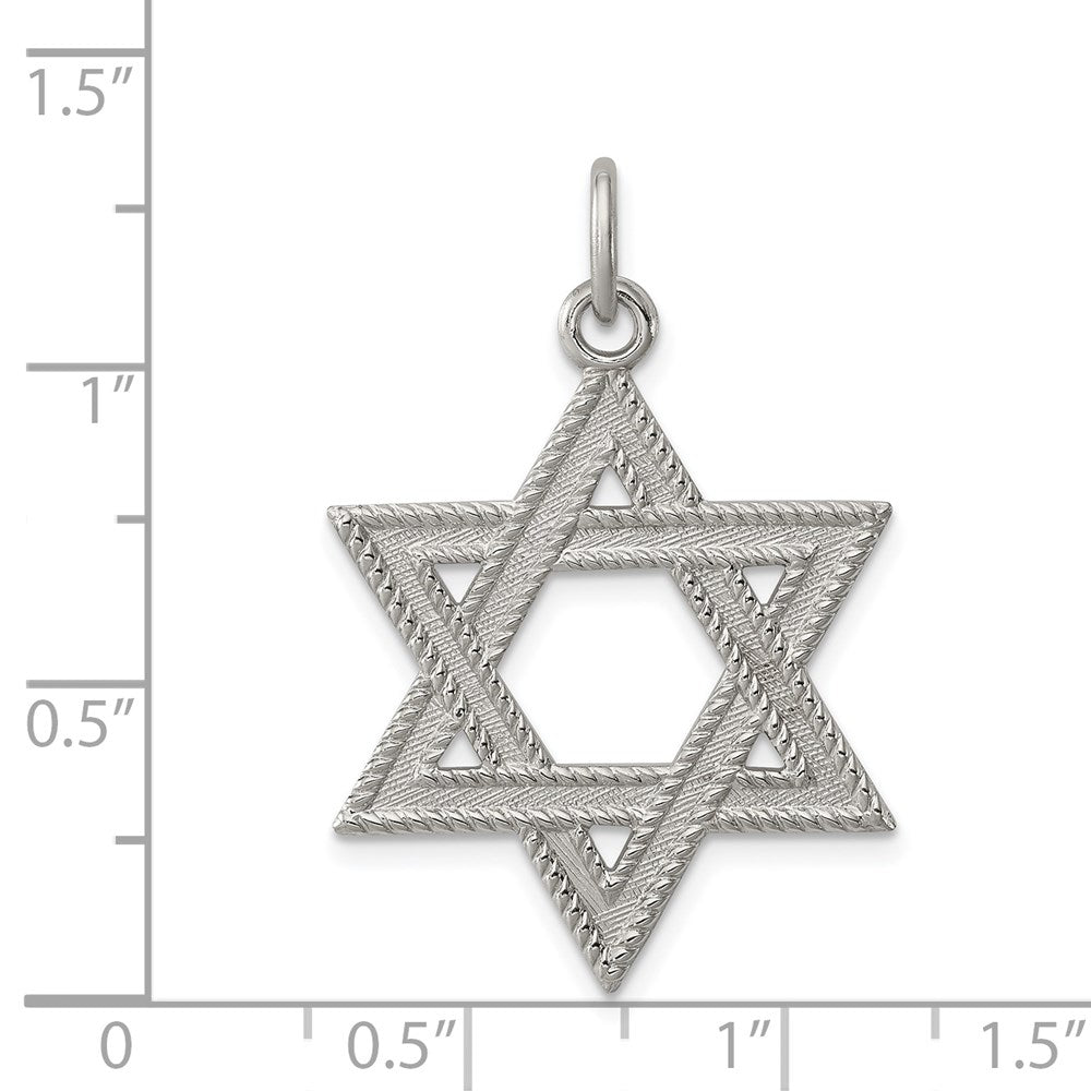 Sterling Silver Satin Textured Star of David Pendant, 22x25mm (1 Inch)