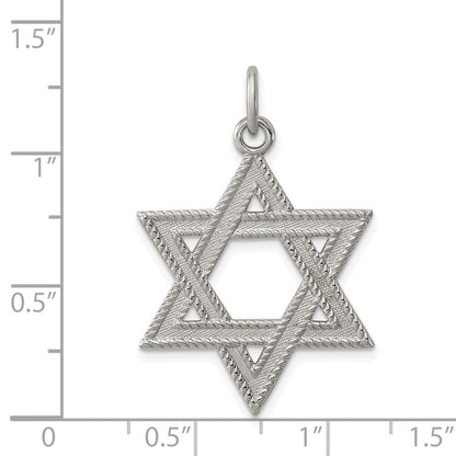 Sterling Silver Satin Textured Star of David Pendant, 22x25mm (1 Inch)
