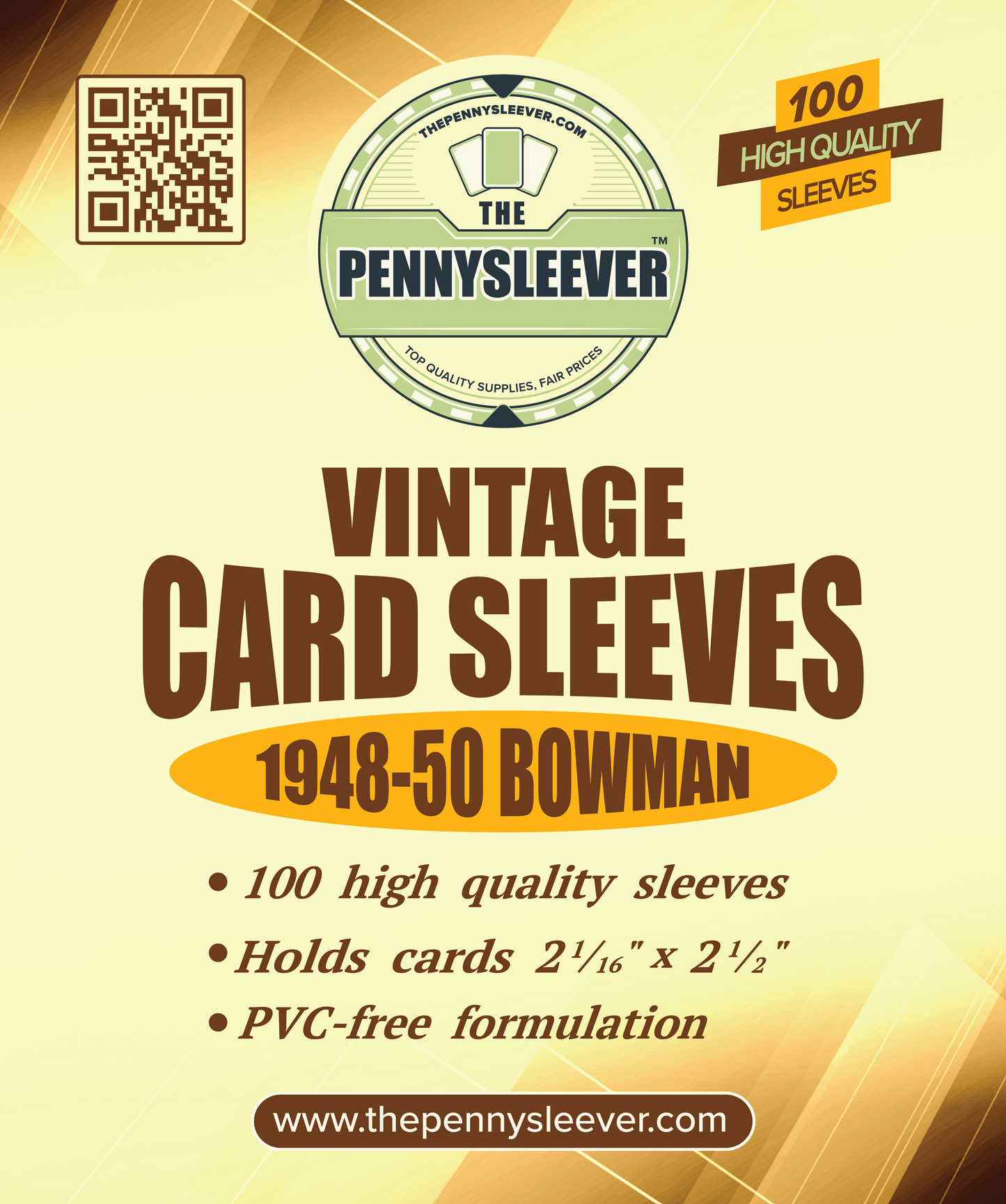 Vintage Card Sleeves 1948-50 Bowman (100 count)