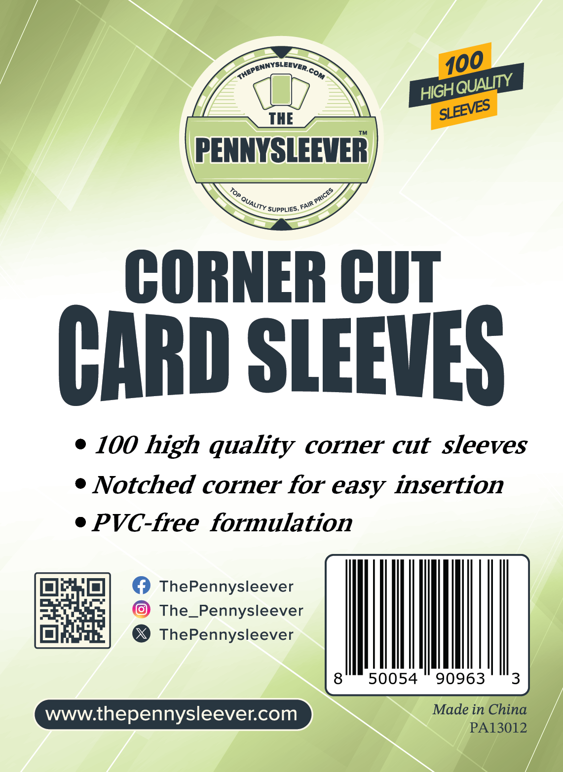 Corner Cut Card Sleeves (100 count)
