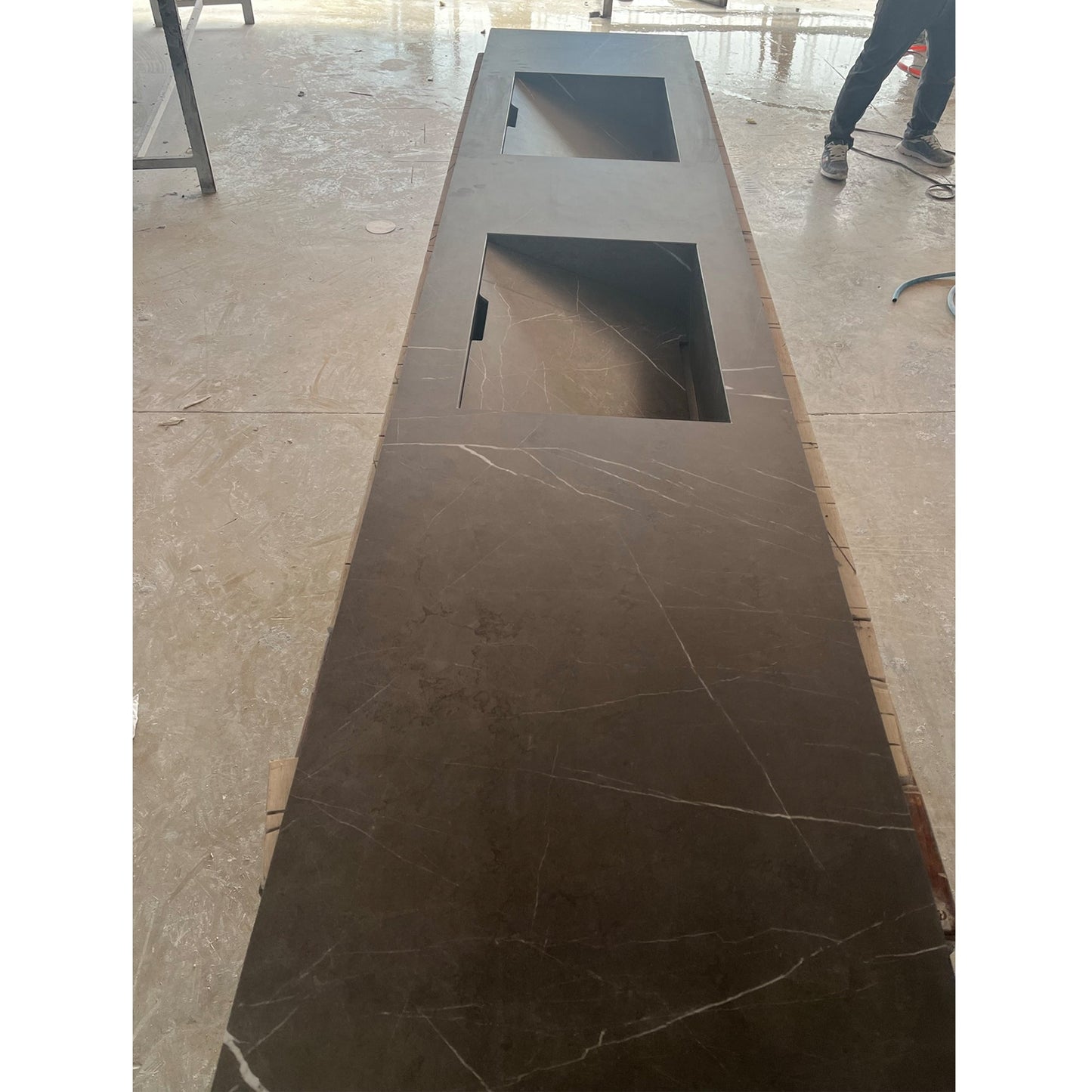 HANDCRAFTED PIETRA GREY HIGH ENGINEERED PORCELAIN DOUBLE SINK (ES-171)