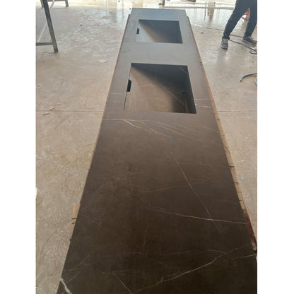 HANDCRAFTED PIETRA GREY HIGH ENGINEERED PORCELAIN DOUBLE SINK (ES-171)