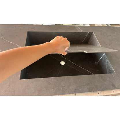 HANDCRAFTED PIETRA GREY HIGH ENGINEERED PORCELAIN DOUBLE SINK (ES-171)