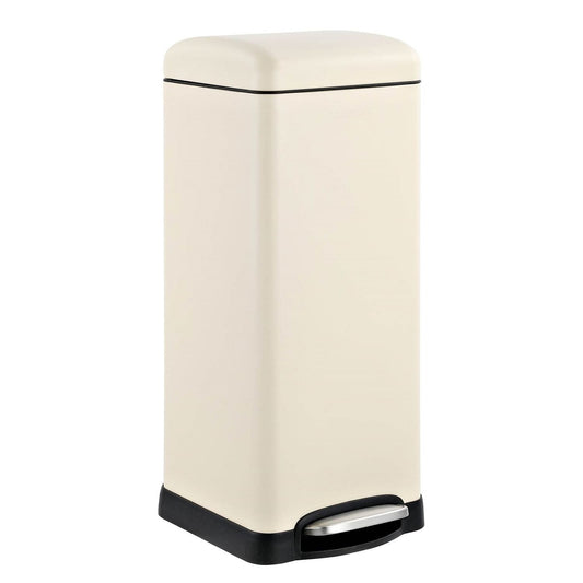8-Gallon Retro Stainless Steel Step-On Trash Can in Light Almond Beige | Kitchen [Metal] | Kitchen + Metal