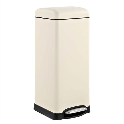8-Gallon Retro Stainless Steel Step-On Trash Can in Light Almond Beige | Kitchen [Metal] | Kitchen + Metal