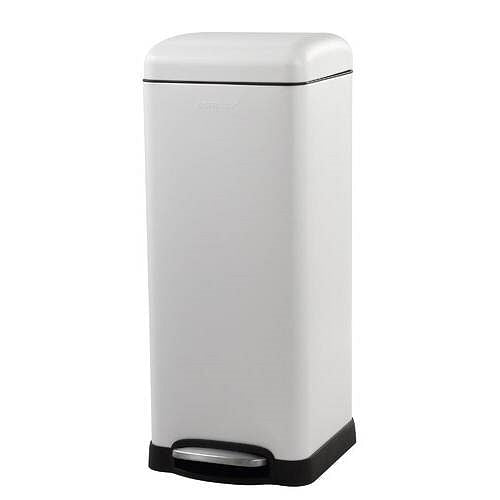 8-Gallon Retro Stainless Steel Step-On Trash Can in White Finish | Kitchen [Metal] | Kitchen + Metal