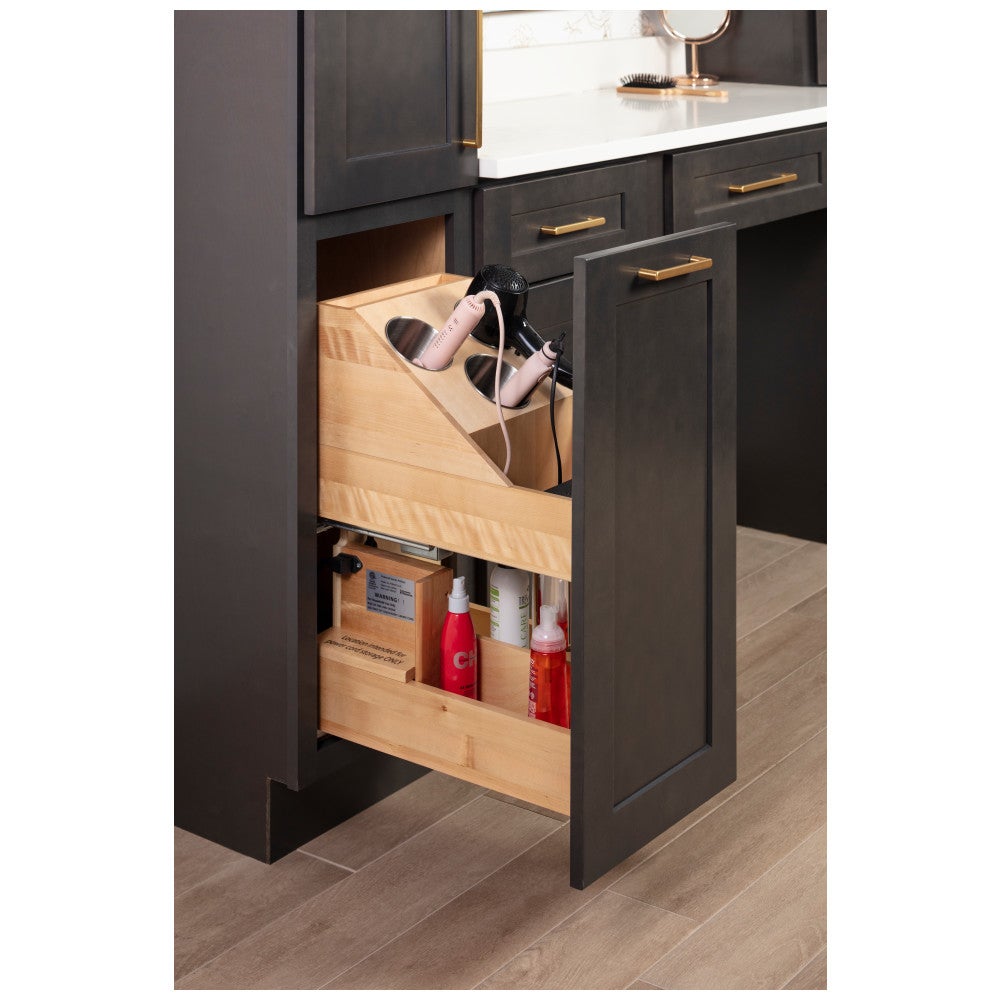 "No Wiggle" Powered Vanity Pullout for Full Height Base Cabinet