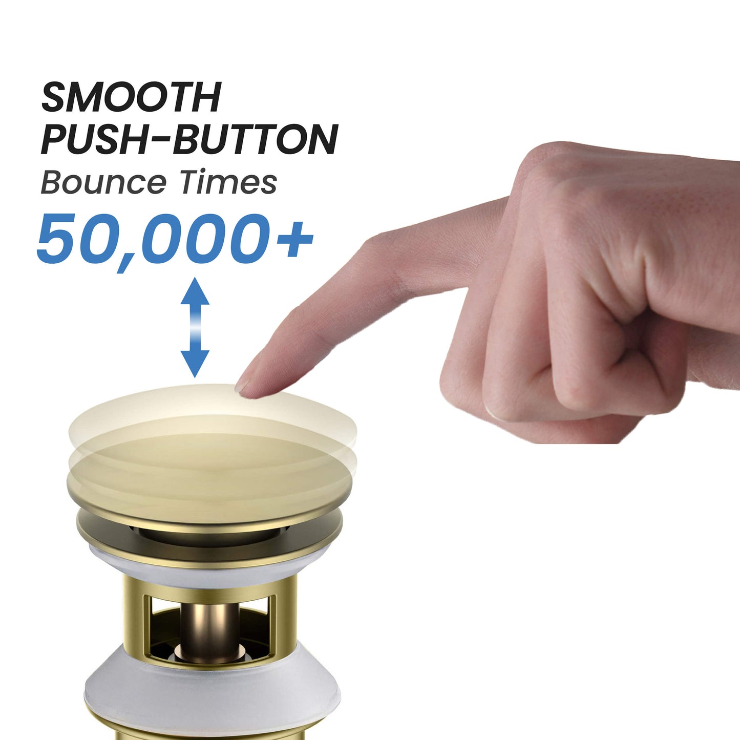 Pop Up Drain Stopper for Bathroom with Overflow - Full Cover