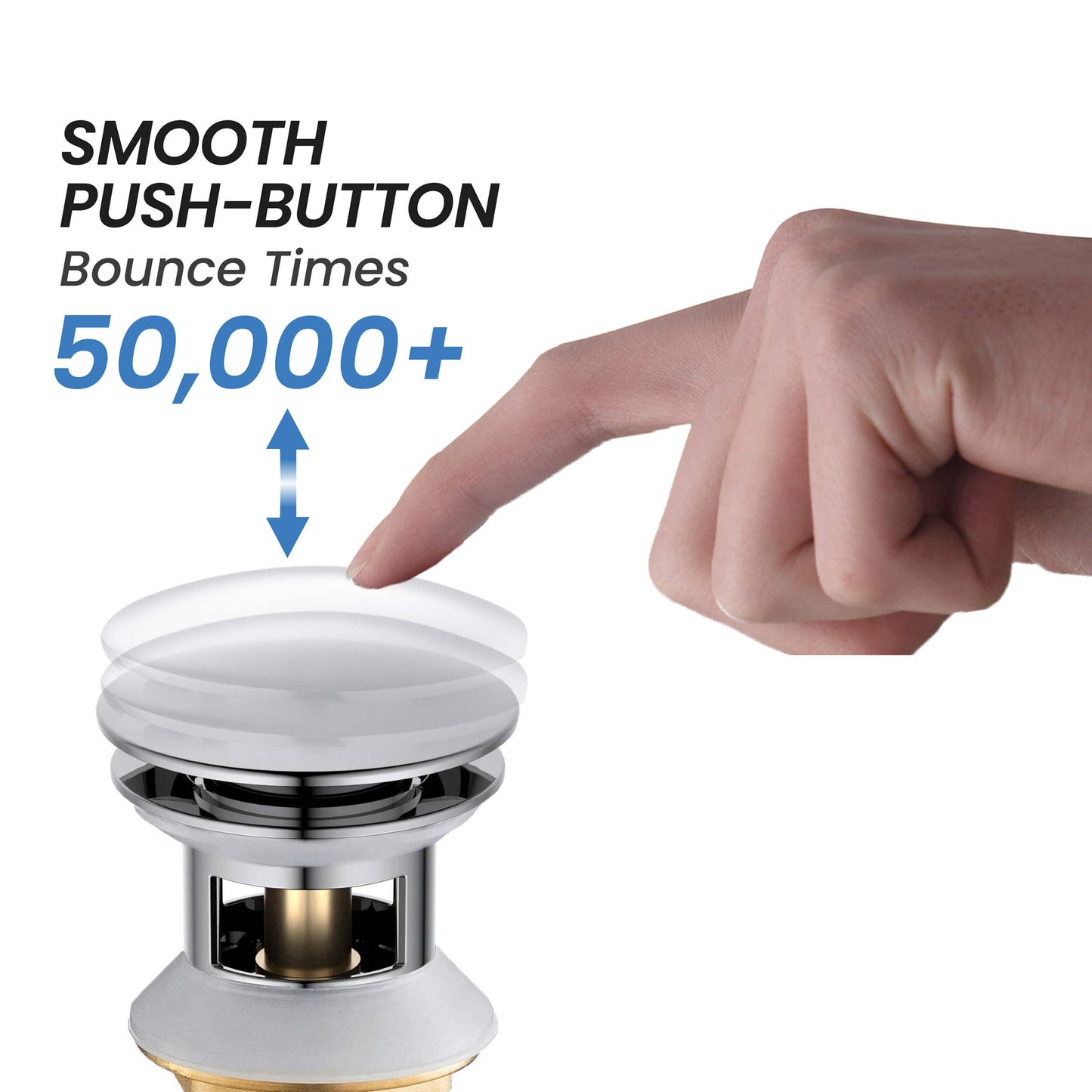 Pop Up Drain Stopper for Bathroom with Overflow - Full Cover